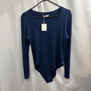 Mango pop Deep Blue Long Sleeve Bodysuit size XL. NWT.